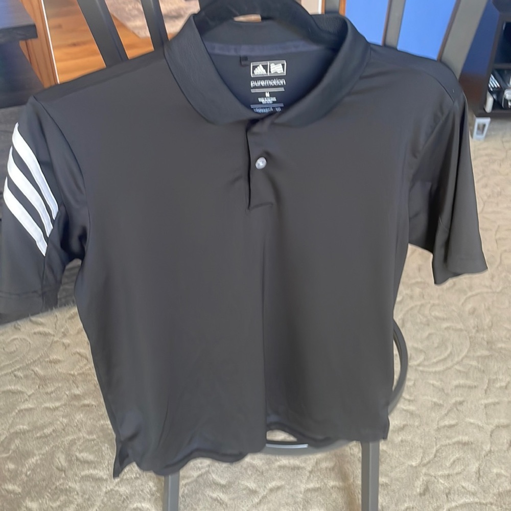 Boys Black Golf shirt Sz MAdidas